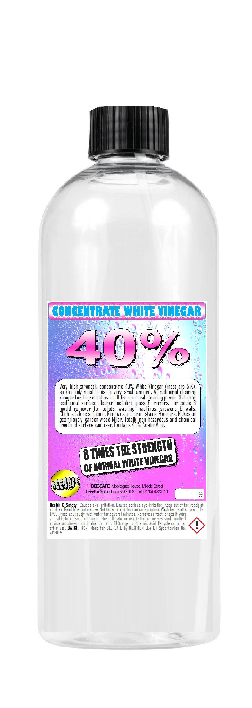 BEE-SAFE HIGH STRENGTH SUPER CONCENTRATE 40% WHITE VINEGAR Grime-X