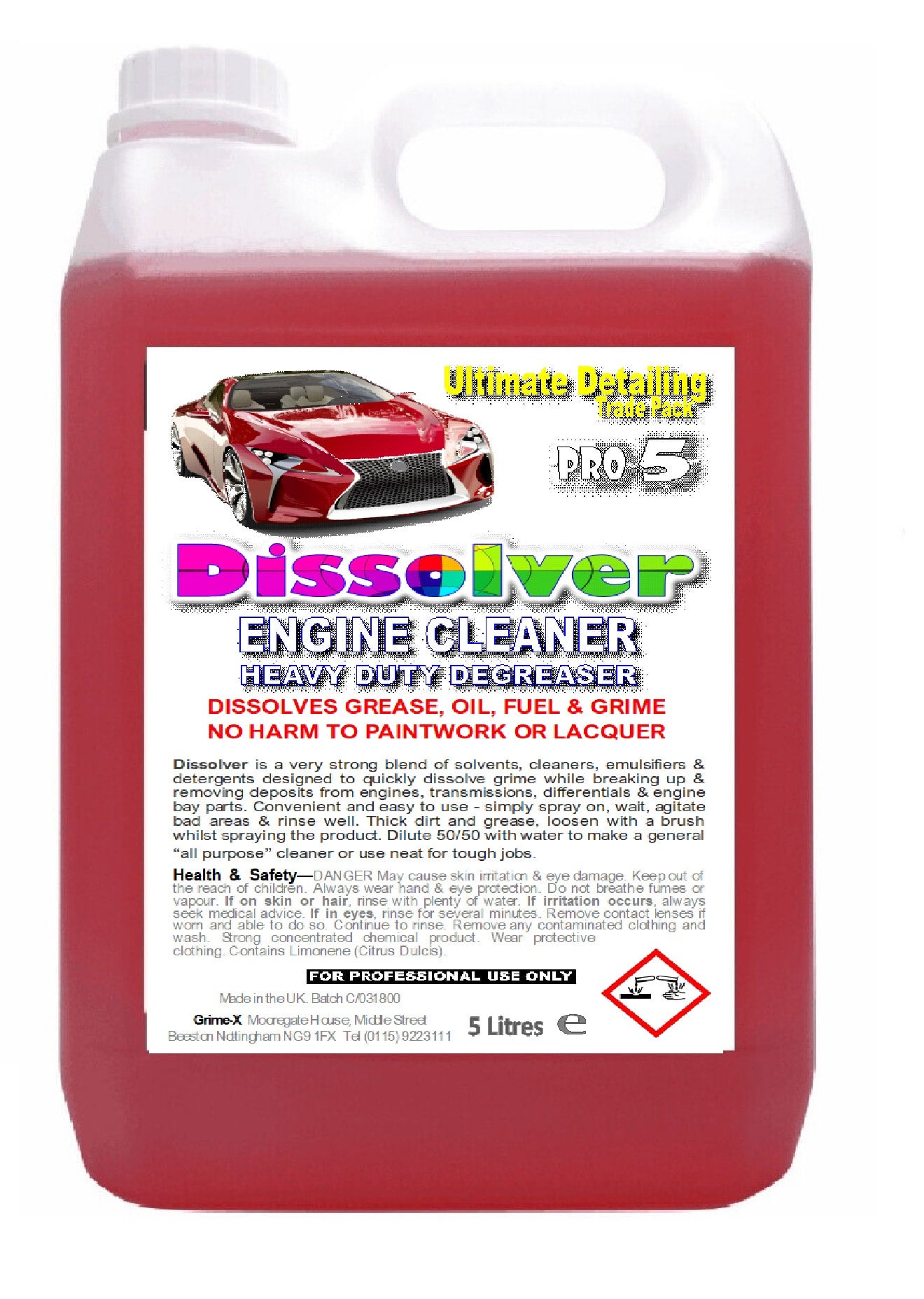 GrimeX Dissolver Strong Cleaner Degreaser 5 Litre GrimeX